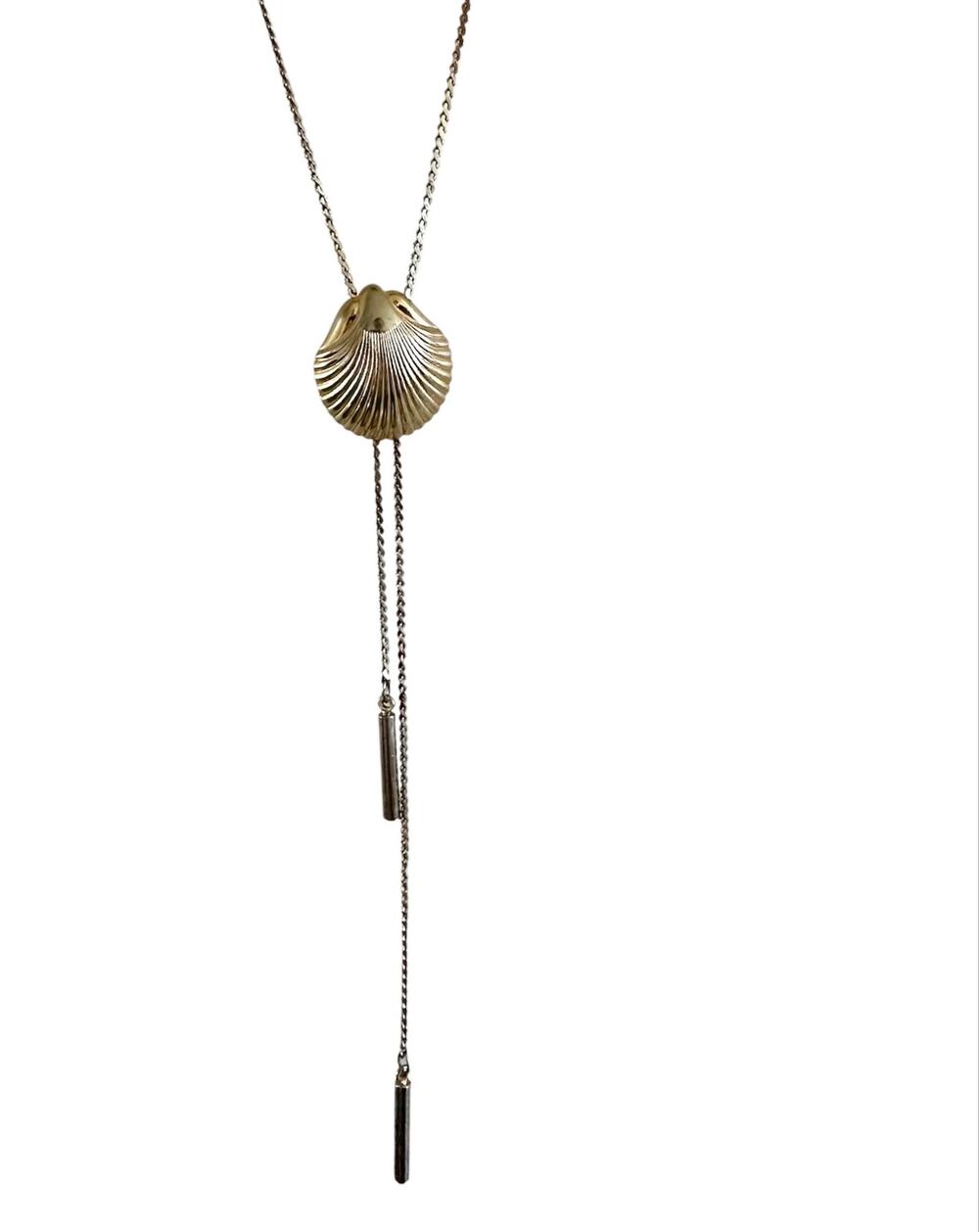 Gold shell bolo tie jewelry necklace nautical simple minimalist accessories gift